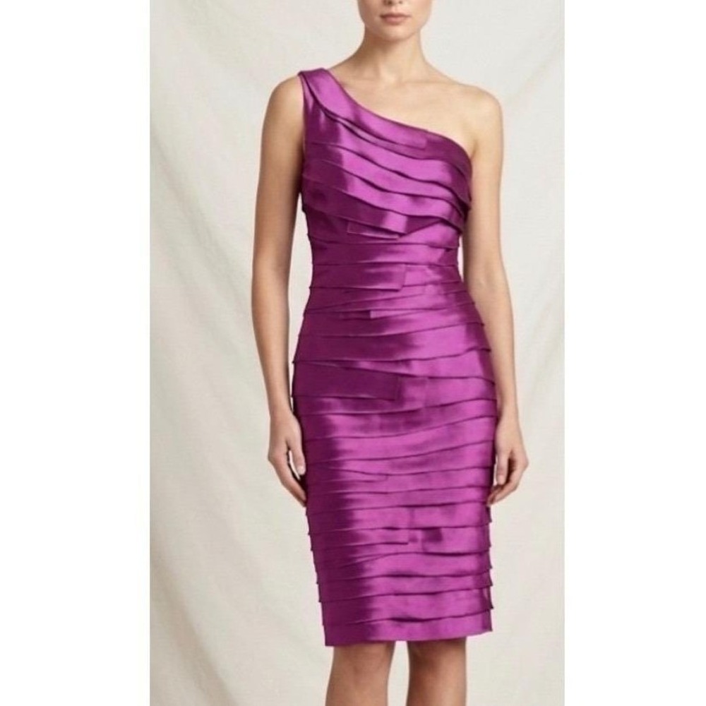 Bebe VTG Y2K Magenta Satin One-Shoulder Bandage Dress